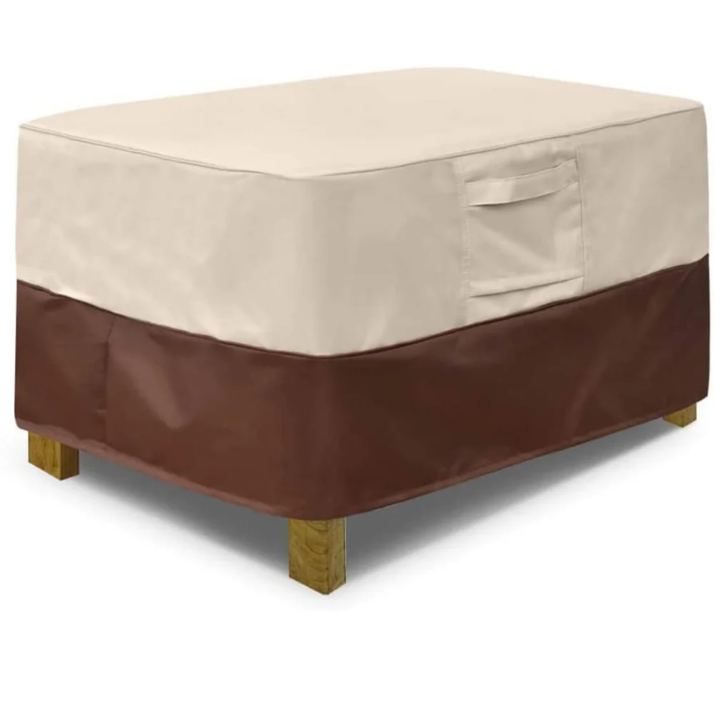 Small Rectangle Patio Ottoman Cover Waterproof Outdoor Furniture Padded Handles